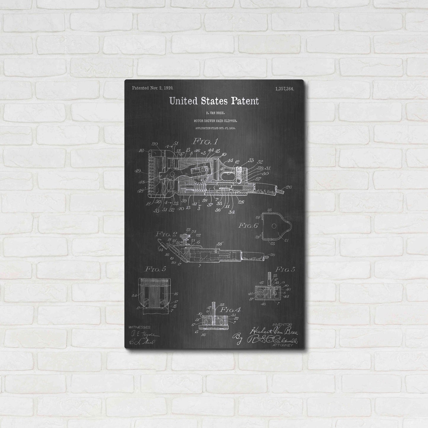 Luxe Metal Art 'Motor Hair Clipper Vintage Patent Blueprint' by Epic Portfolio, Metal Wall Art,24x36