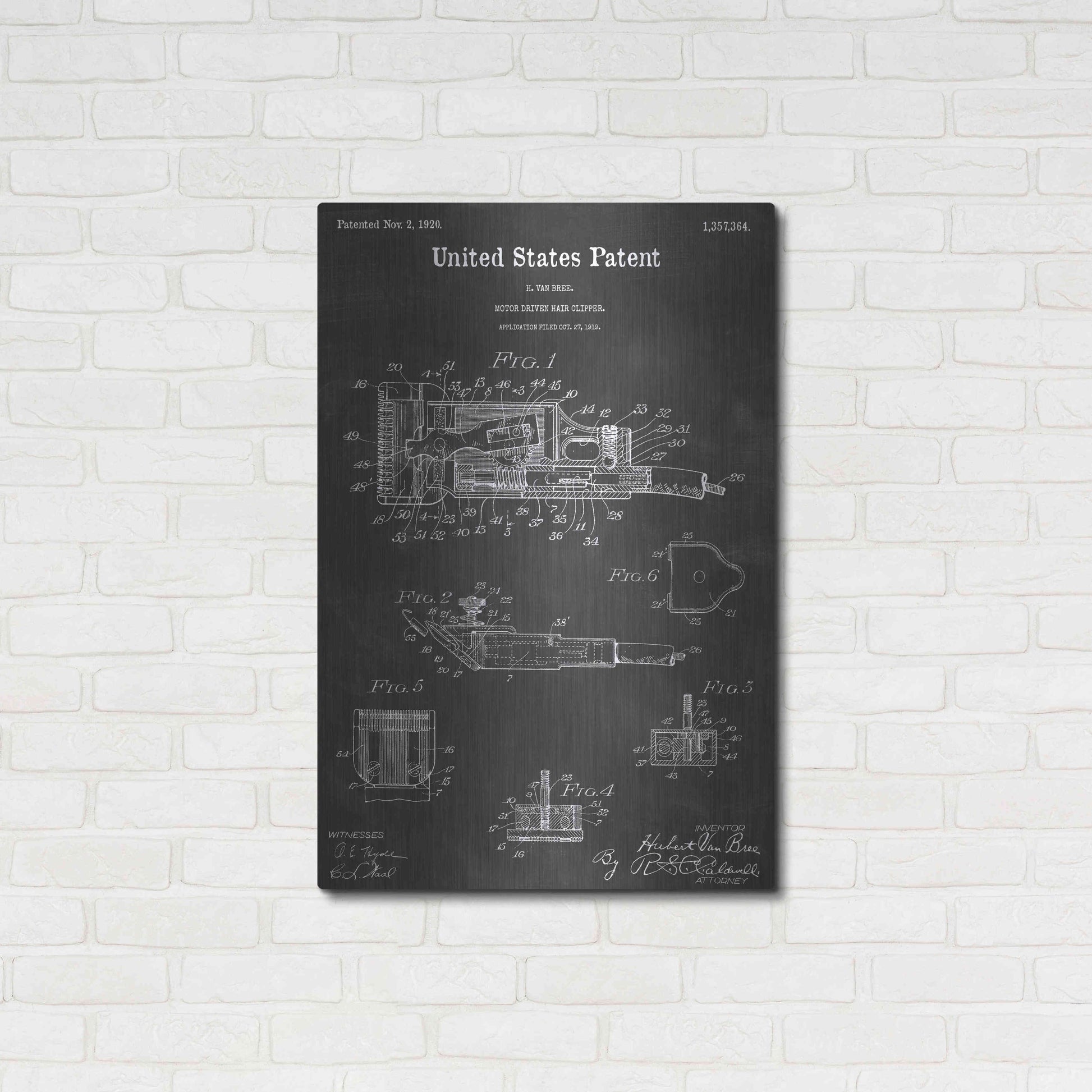 Luxe Metal Art 'Motor Hair Clipper Vintage Patent Blueprint' by Epic Portfolio, Metal Wall Art,24x36