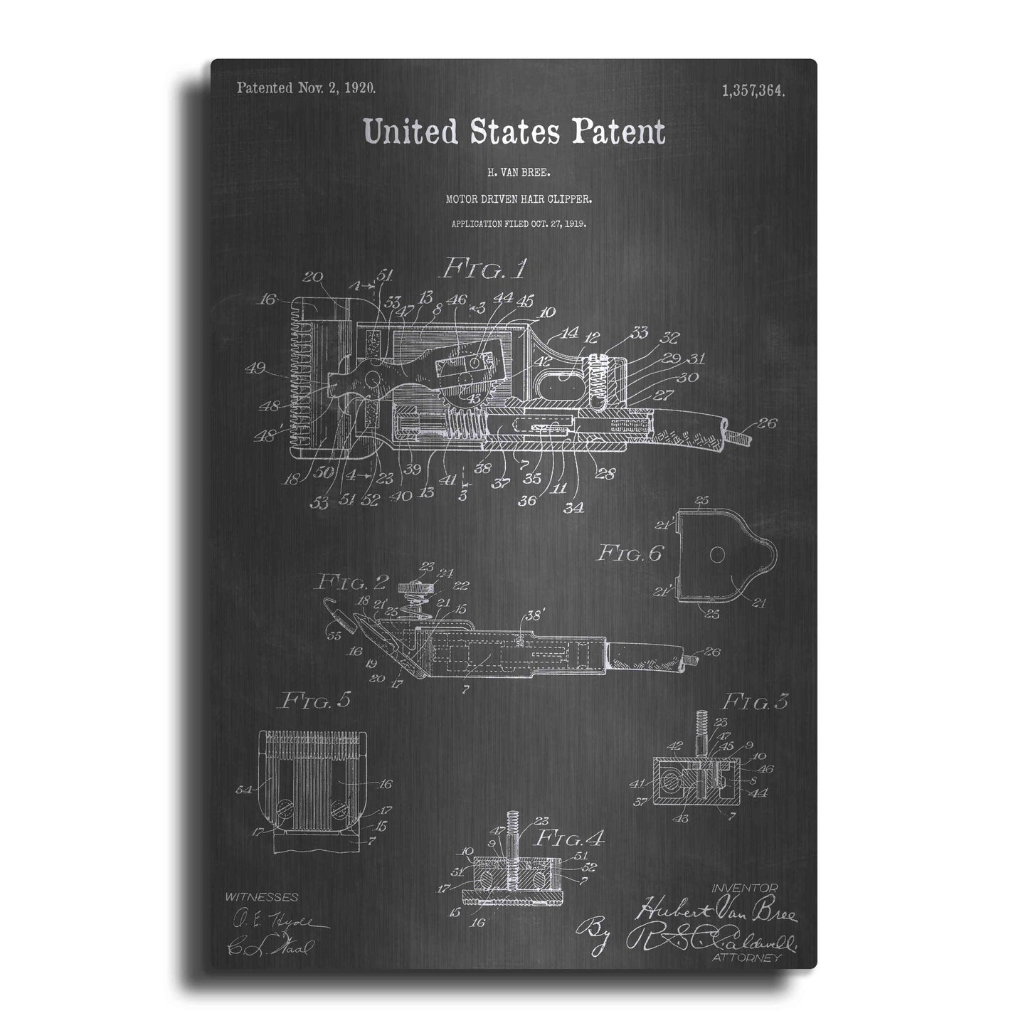 Luxe Metal Art 'Motor Hair Clipper Vintage Patent Blueprint' by Epic Portfolio, Metal Wall Art