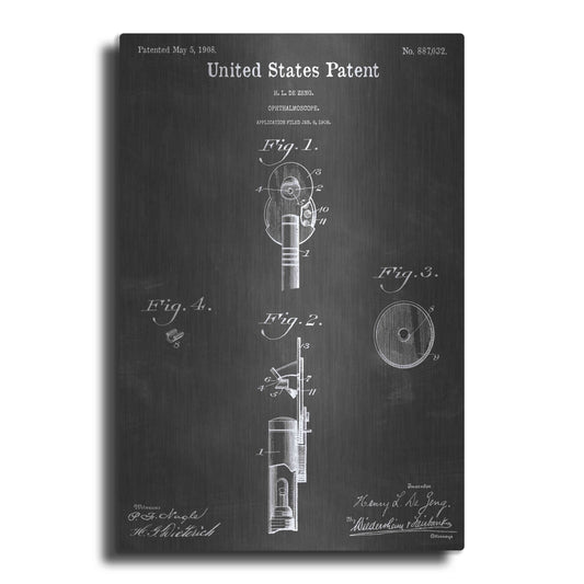 Luxe Metal Art 'Ophthalmoscope Vintage Patent Blueprint' by Epic Portfolio, Metal Wall Art