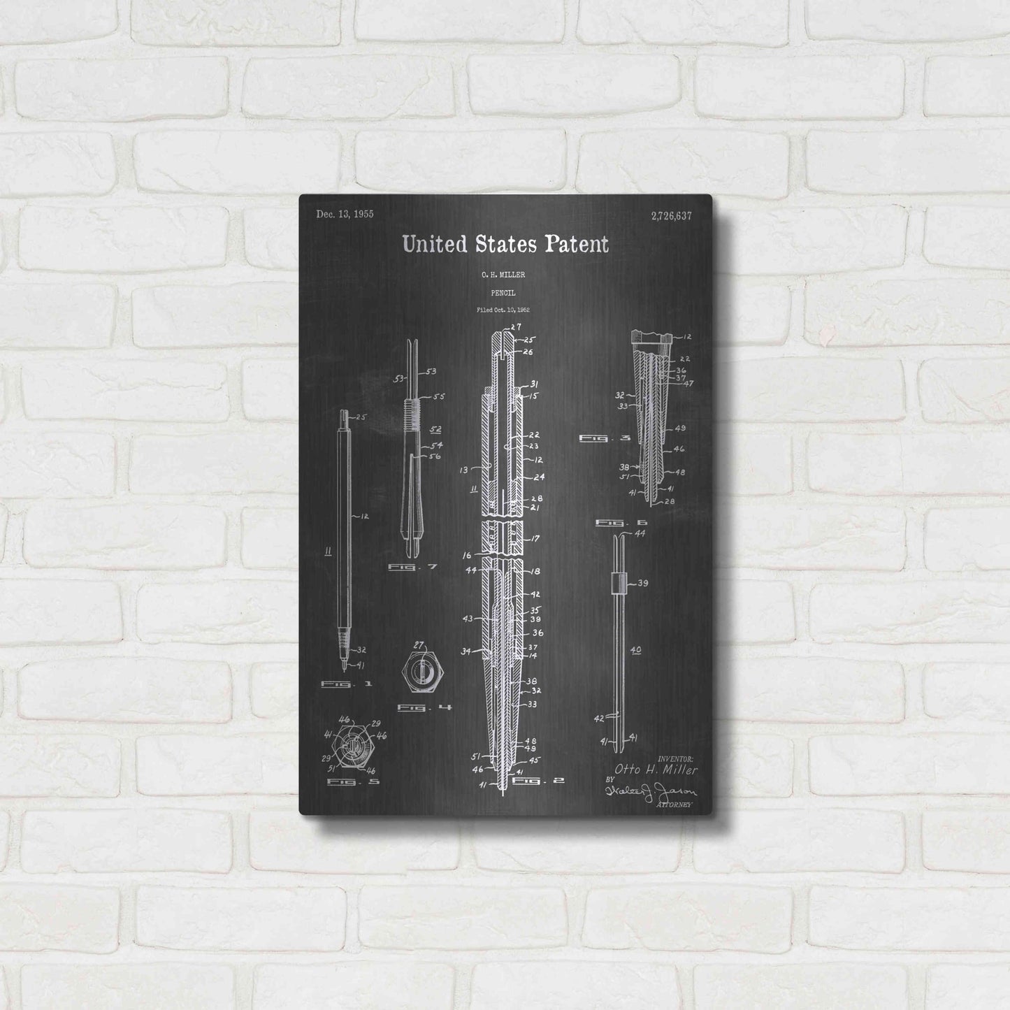 Luxe Metal Art 'Pencil Vintage Patent Blueprint' by Epic Portfolio, Metal Wall Art,16x24