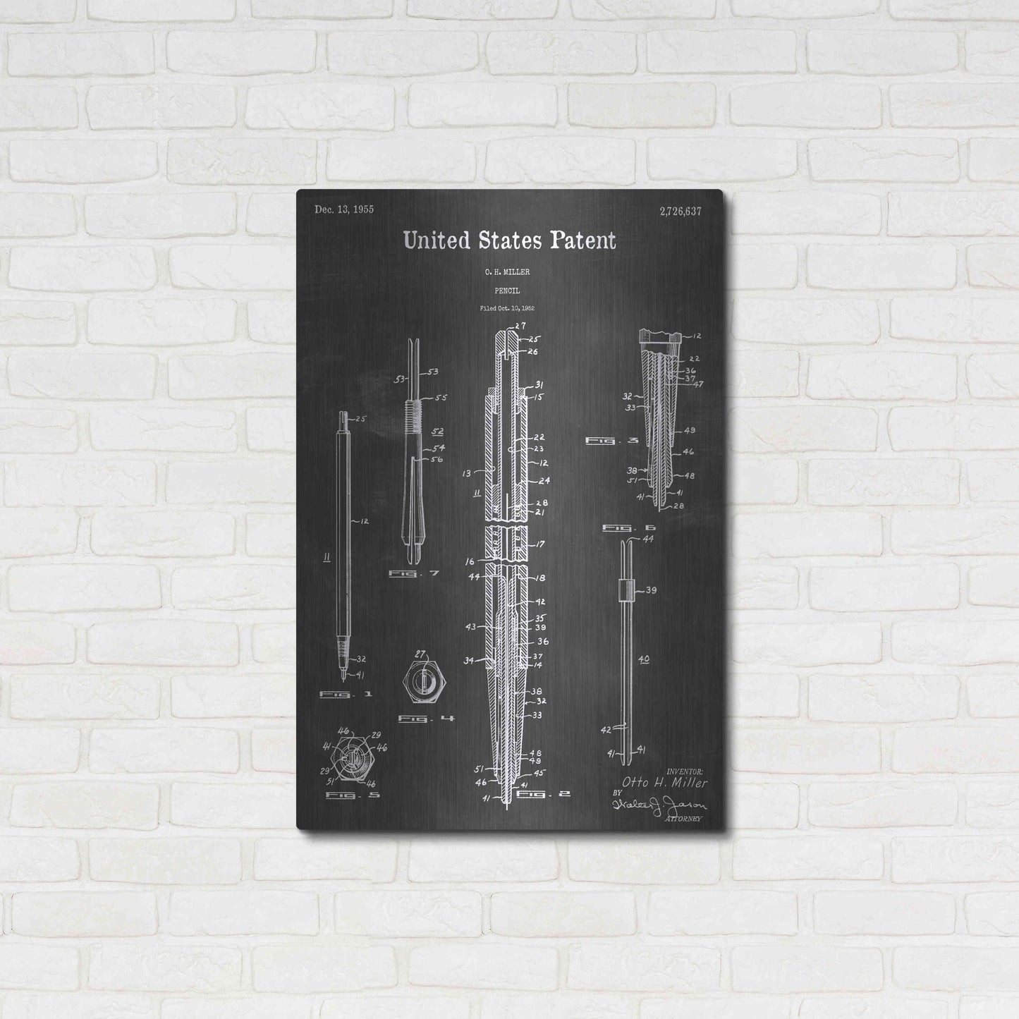 Luxe Metal Art 'Pencil Vintage Patent Blueprint' by Epic Portfolio, Metal Wall Art,24x36