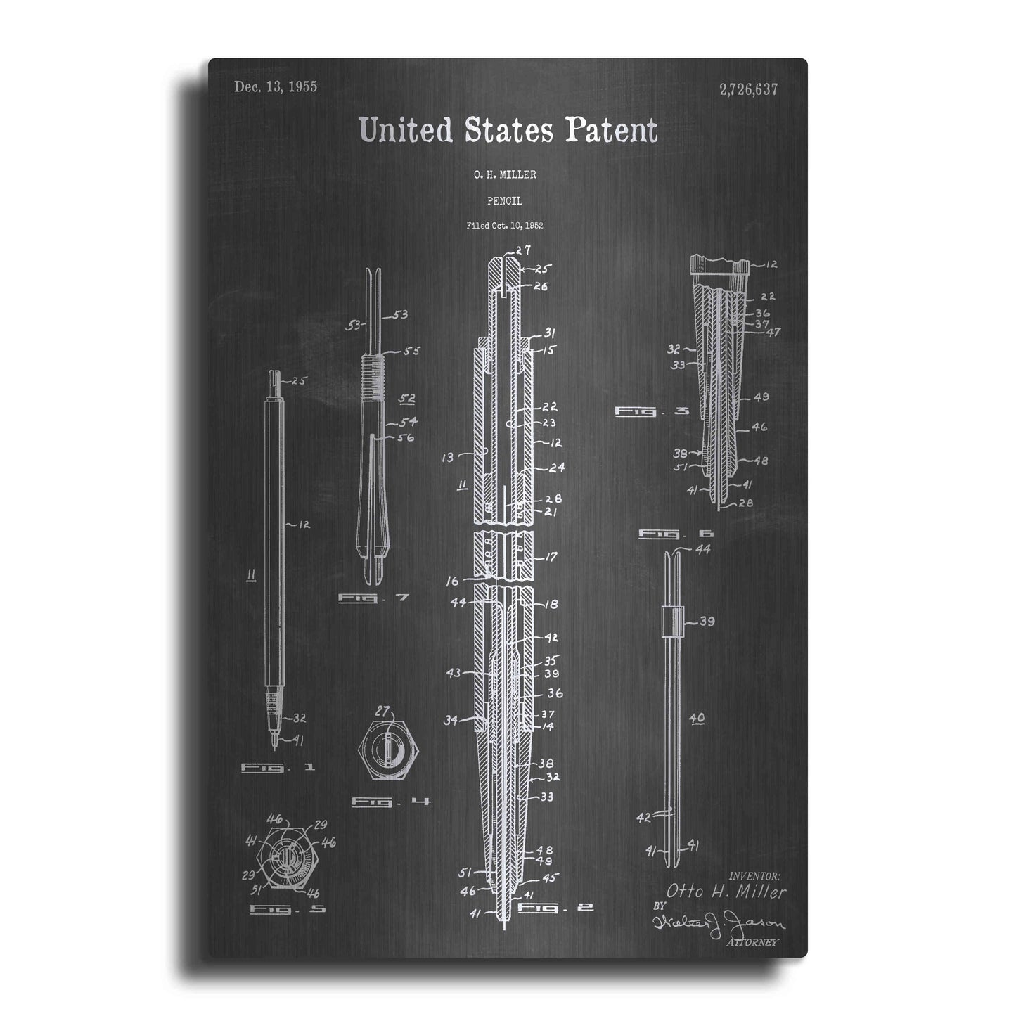 Luxe Metal Art 'Pencil Vintage Patent Blueprint' by Epic Portfolio, Metal Wall Art