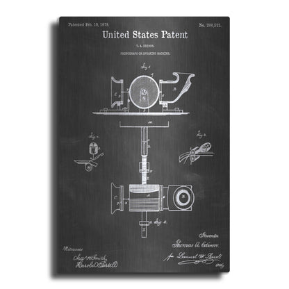 Luxe Metal Art 'Phonograph Vintage Patent Blueprint' by Epic Portfolio, Metal Wall Art