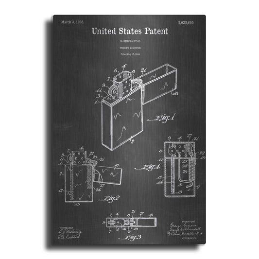 Luxe Metal Art 'Pocket Lighter Vintage Patent Blueprint' by Epic Portfolio, Metal Wall Art