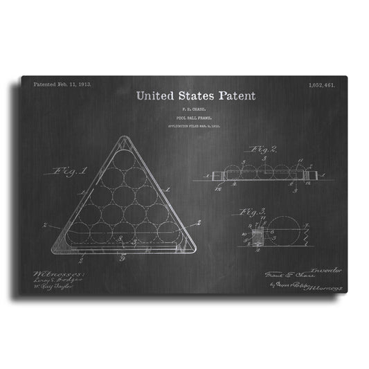 Luxe Metal Art 'Pool Ball Vintage Patent Blueprint' by Epic Portfolio, Metal Wall Art