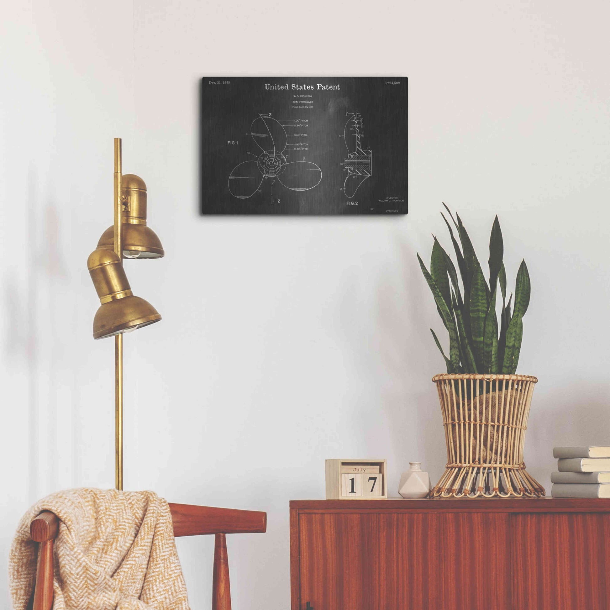 Luxe Metal Art 'Propeller Vintage Patent Blueprint' by Epic Portfolio, Metal Wall Art,24x16