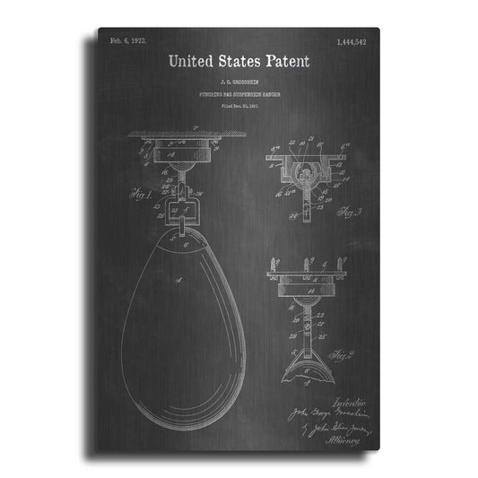 Luxe Metal Art 'Punching Bag Vintage Patent Blueprint' by Epic Portfolio, Metal Wall Art