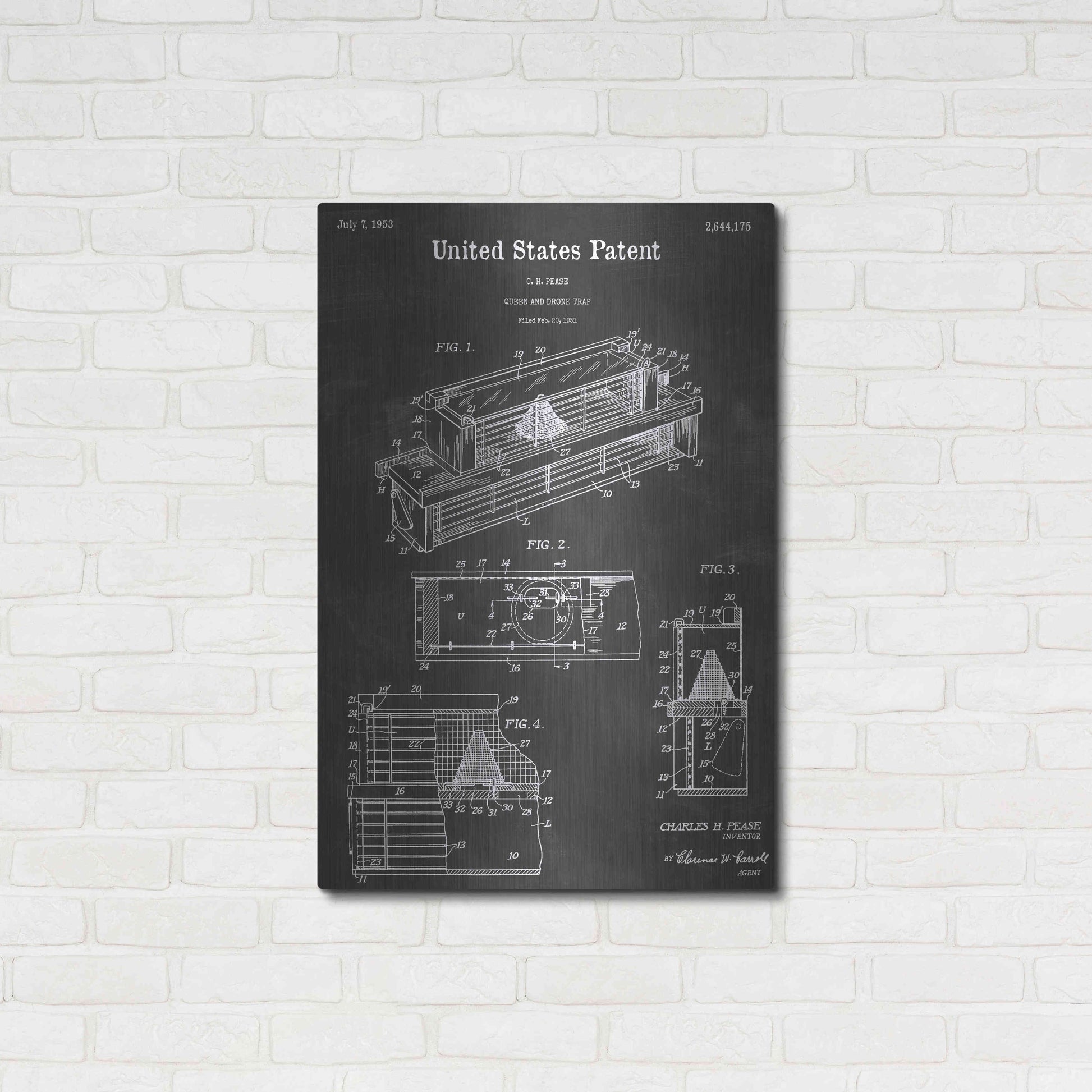 Luxe Metal Art 'Queen And Drone Vintage Patent Blueprint' by Epic Portfolio, Metal Wall Art,24x36