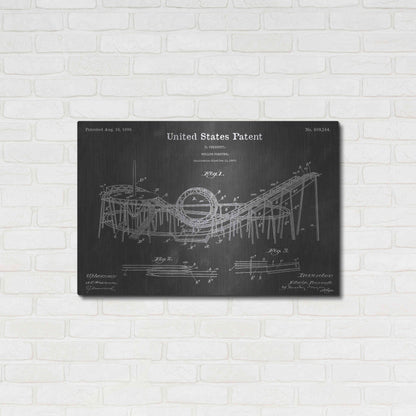 Luxe Metal Art 'Roller Coaster Vintage Patent Blueprint' by Epic Portfolio, Metal Wall Art,36x24