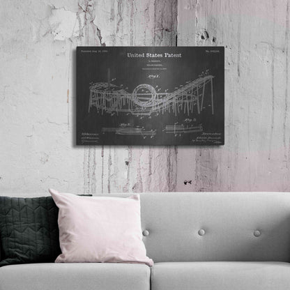 Luxe Metal Art 'Roller Coaster Vintage Patent Blueprint' by Epic Portfolio, Metal Wall Art,36x24