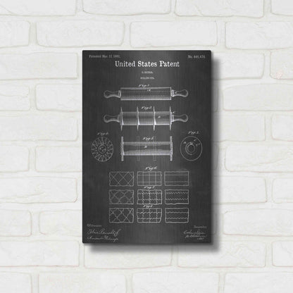 Luxe Metal Art 'Rolling Pin Vintage Patent Blueprint' by Epic Portfolio, Metal Wall Art,12x16