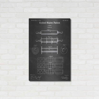 Luxe Metal Art 'Rolling Pin Vintage Patent Blueprint' by Epic Portfolio, Metal Wall Art,24x36