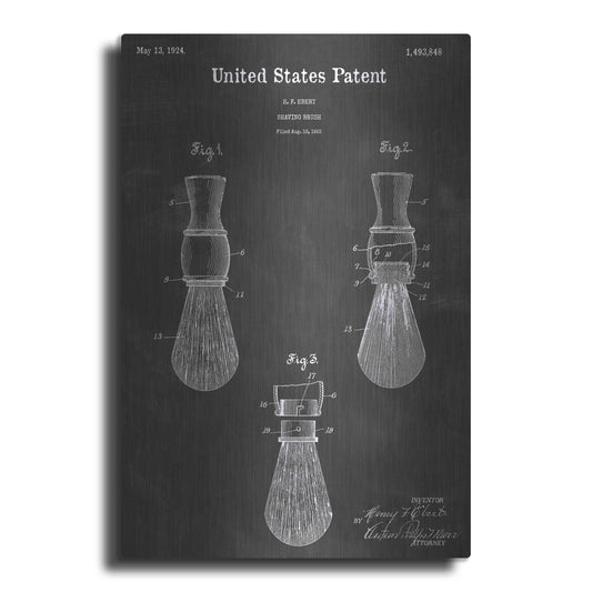 Luxe Metal Art 'Shaving Brush Vintage Patent Blueprint' by Epic Portfolio, Metal Wall Art