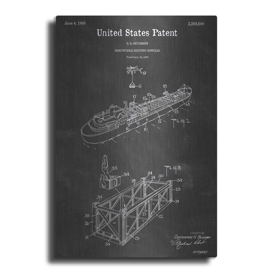 Luxe Metal Art 'Shipping Vintage Patent Blueprint' by Epic Portfolio, Metal Wall Art