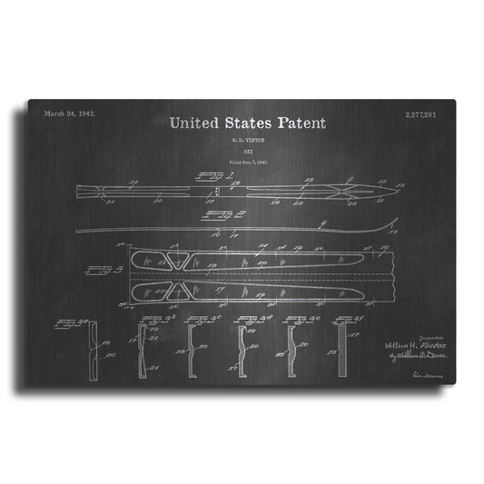 Luxe Metal Art 'Ski Vintage Patent Blueprint' by Epic Portfolio, Metal Wall Art