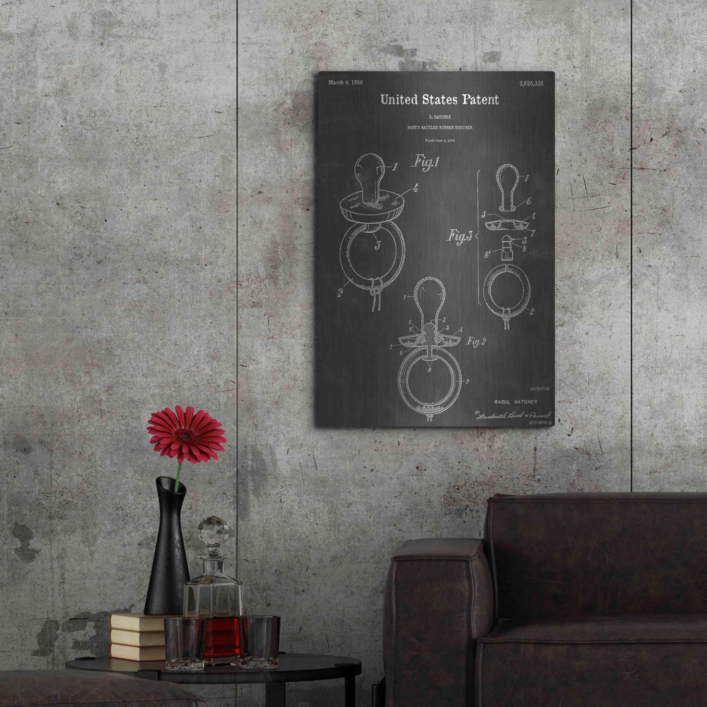 Luxe Metal Art 'Soother Vintage Patent Blueprint' by Epic Portfolio, Metal Wall Art,24x36