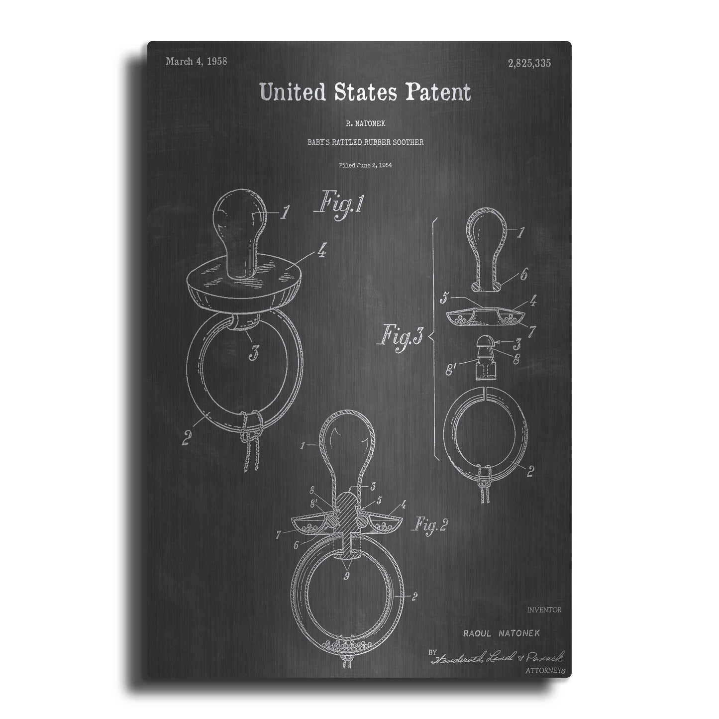 Luxe Metal Art 'Soother Vintage Patent Blueprint' by Epic Portfolio, Metal Wall Art