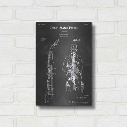 Luxe Metal Art 'Soprano Saxophone Vintage Patent Blueprint' by Epic Portfolio, Metal Wall Art,12x16