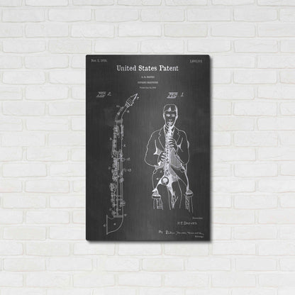 Luxe Metal Art 'Soprano Saxophone Vintage Patent Blueprint' by Epic Portfolio, Metal Wall Art,24x36