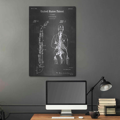 Luxe Metal Art 'Soprano Saxophone Vintage Patent Blueprint' by Epic Portfolio, Metal Wall Art,24x36