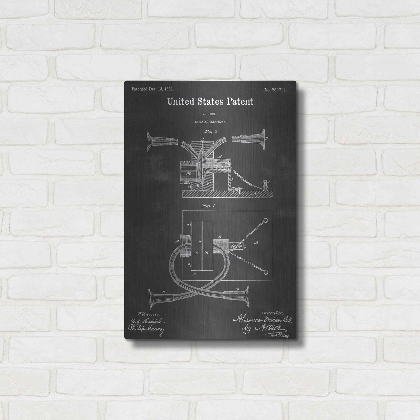 Luxe Metal Art 'Speaking Telephone Vintage Patent Blueprint' by Epic Portfolio, Metal Wall Art,16x24