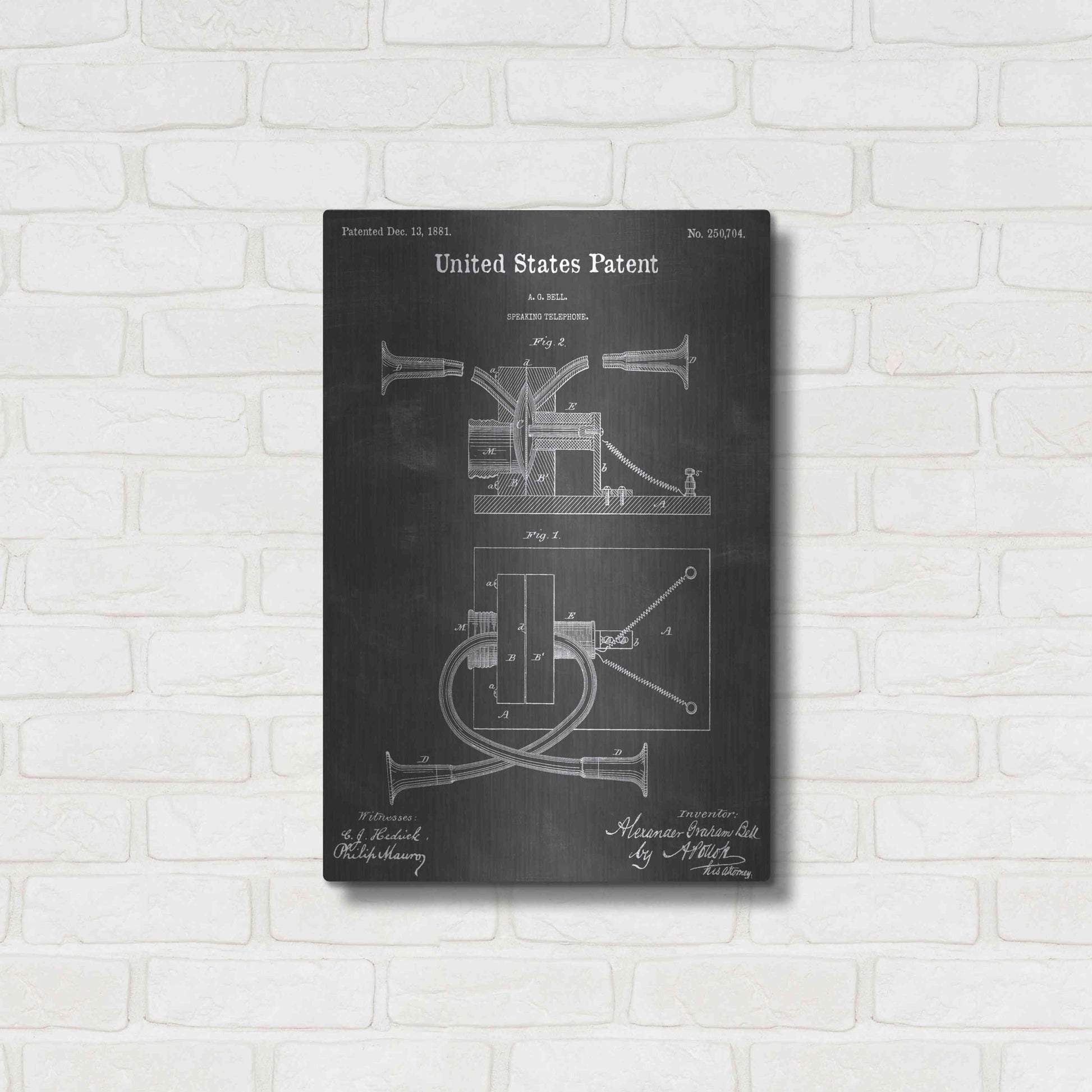 Luxe Metal Art 'Speaking Telephone Vintage Patent Blueprint' by Epic Portfolio, Metal Wall Art,16x24