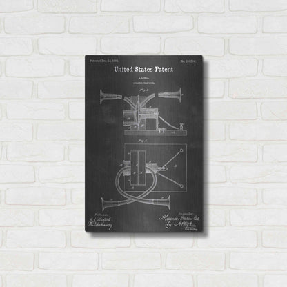 Luxe Metal Art 'Speaking Telephone Vintage Patent Blueprint' by Epic Portfolio, Metal Wall Art,16x24