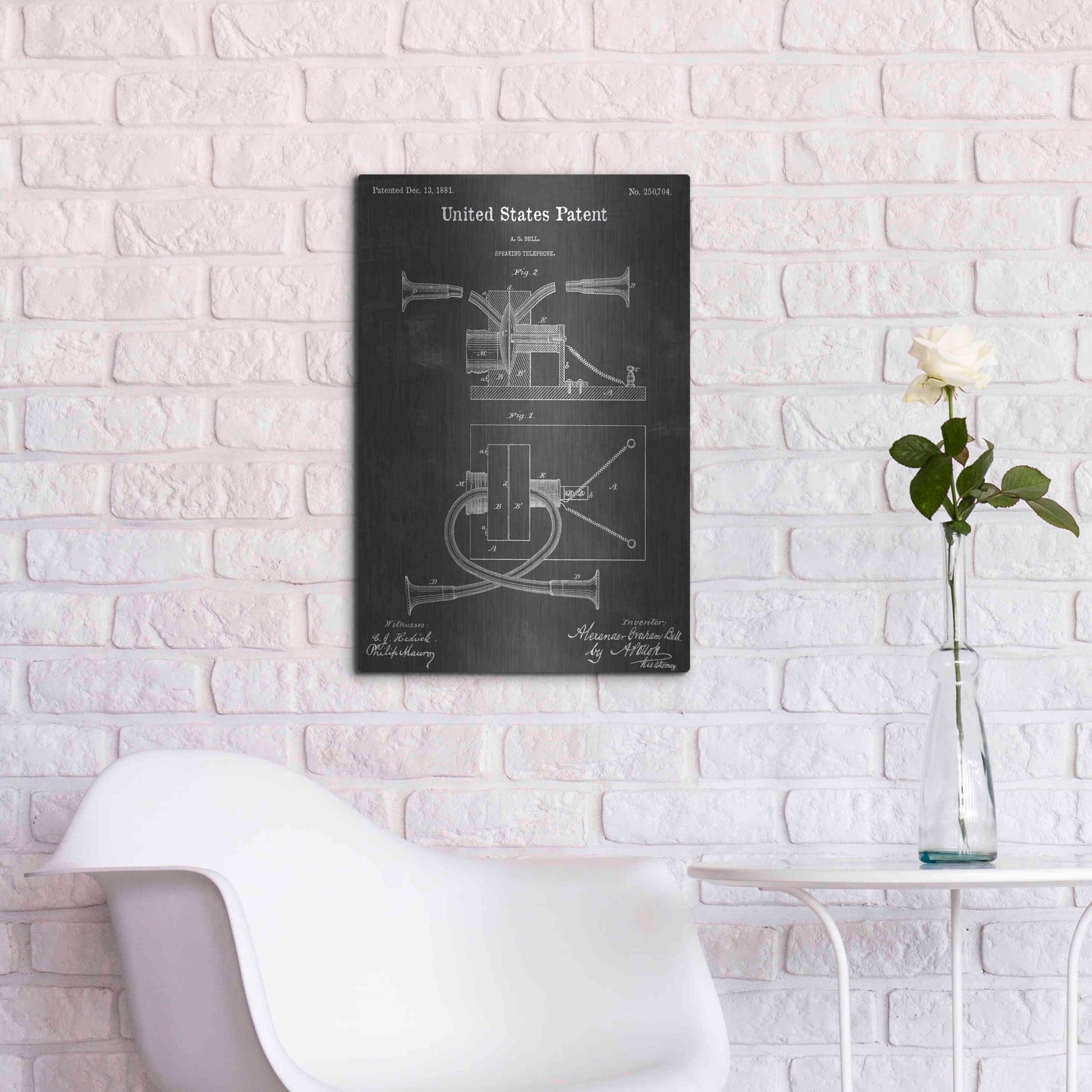 Luxe Metal Art 'Speaking Telephone Vintage Patent Blueprint' by Epic Portfolio, Metal Wall Art,16x24