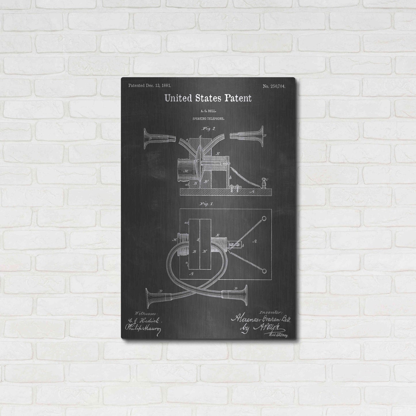 Luxe Metal Art 'Speaking Telephone Vintage Patent Blueprint' by Epic Portfolio, Metal Wall Art,24x36