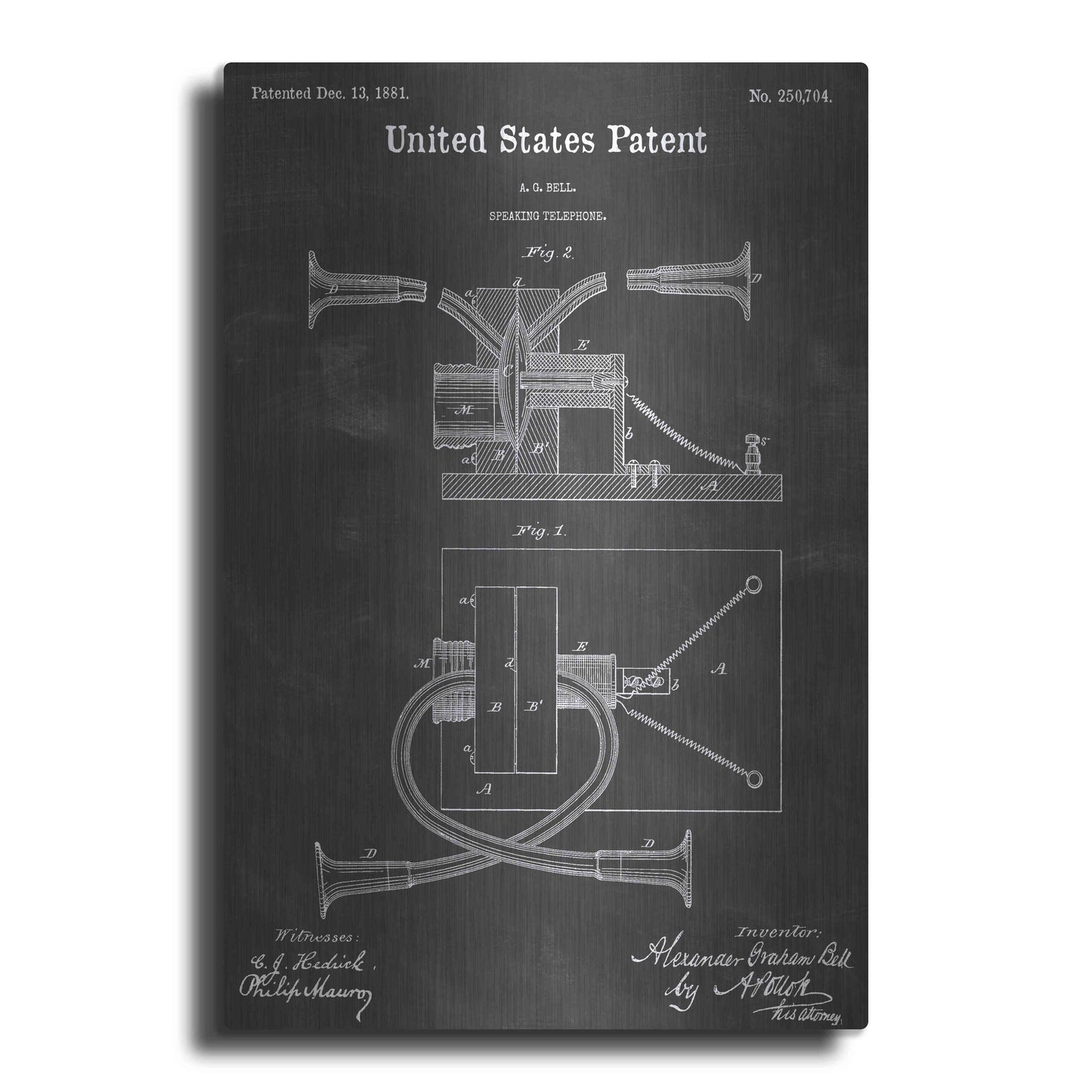 Luxe Metal Art 'Speaking Telephone Vintage Patent Blueprint' by Epic Portfolio, Metal Wall Art