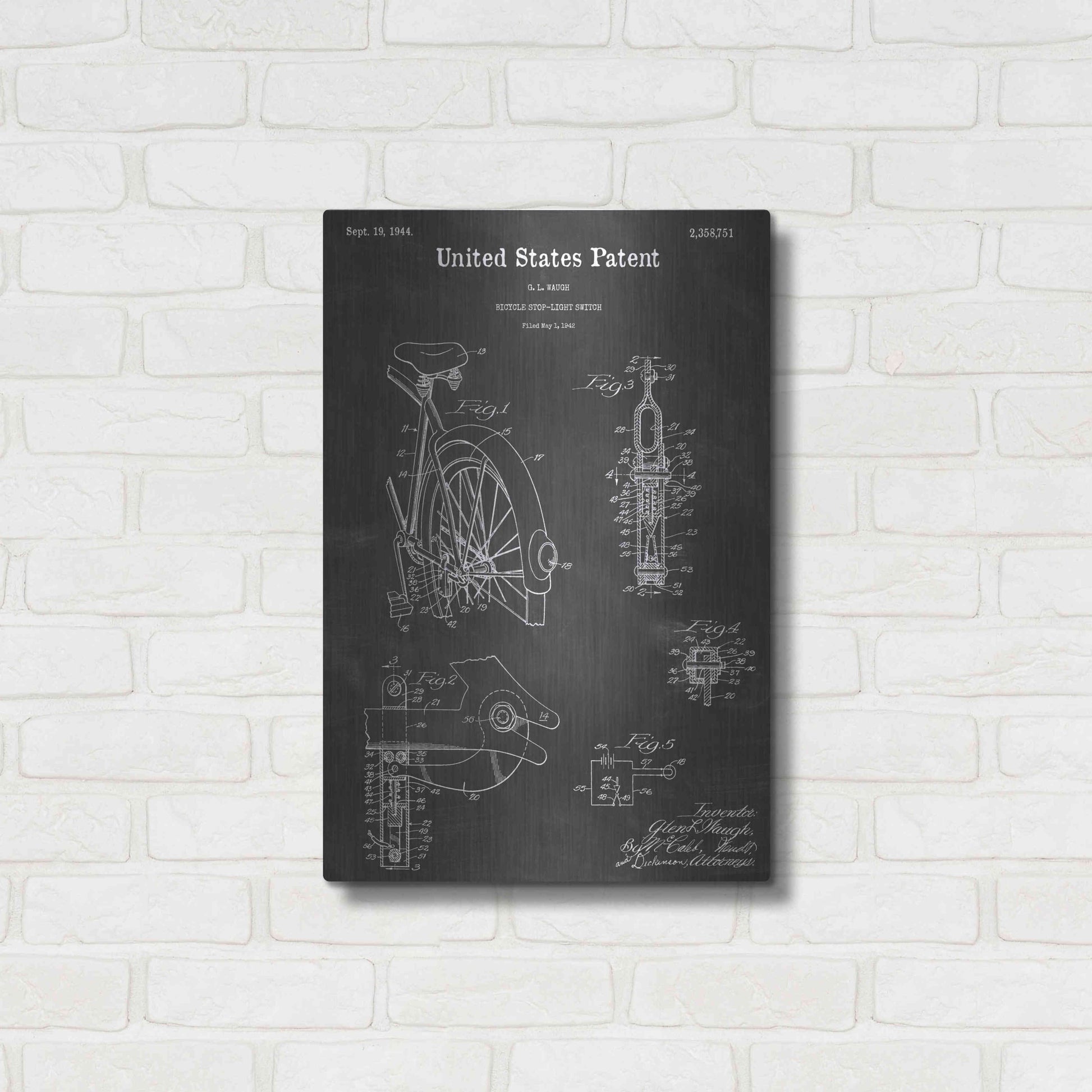 Luxe Metal Art 'Stop Light Vintage Patent Blueprint' by Epic Portfolio, Metal Wall Art,16x24