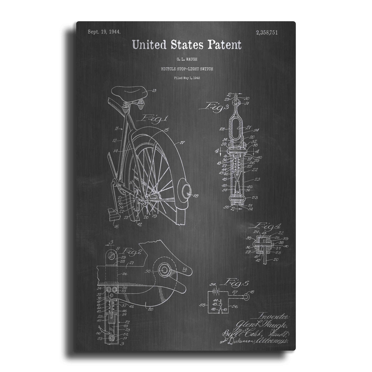 Luxe Metal Art 'Stop Light Vintage Patent Blueprint' by Epic Portfolio, Metal Wall Art