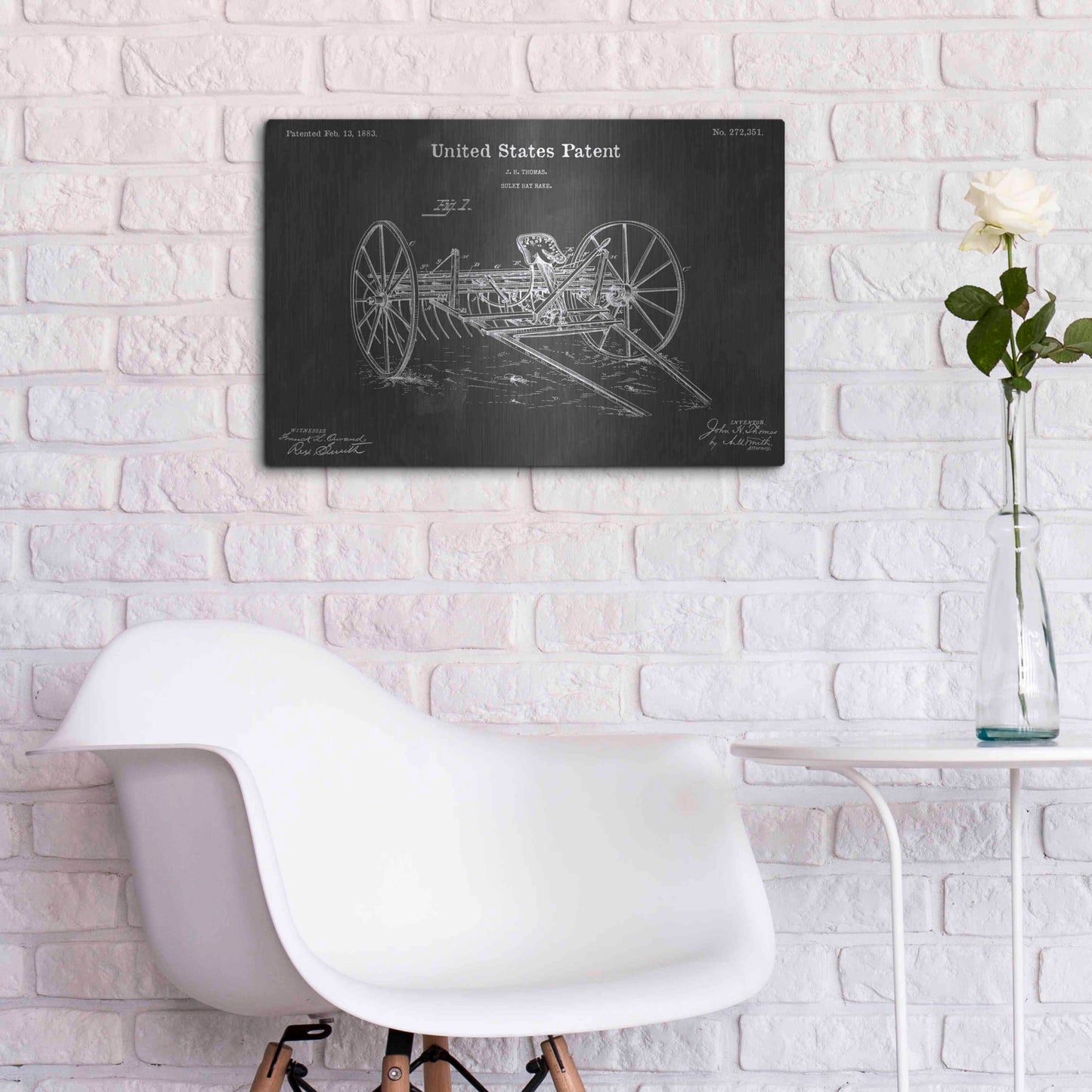 Luxe Metal Art 'Sulky Vintage Patent Blueprint' by Epic Portfolio, Metal Wall Art,24x16