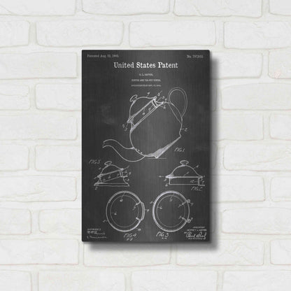 Luxe Metal Art 'Tea Pot Vintage Patent Blueprint' by Epic Portfolio, Metal Wall Art,12x16