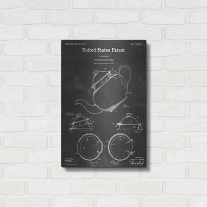 Luxe Metal Art 'Tea Pot Vintage Patent Blueprint' by Epic Portfolio, Metal Wall Art,16x24