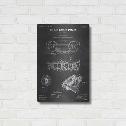 Luxe Metal Art 'Traction Engine Vintage Patent Blueprint' by Epic Portfolio, Metal Wall Art,16x24