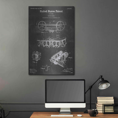 Luxe Metal Art 'Traction Engine Vintage Patent Blueprint' by Epic Portfolio, Metal Wall Art,24x36