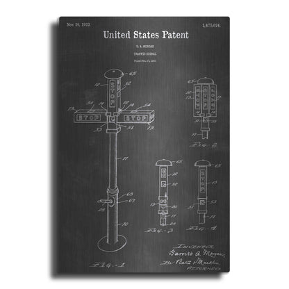 Luxe Metal Art 'Traffic Vintage Patent Blueprint' by Epic Portfolio, Metal Wall Art