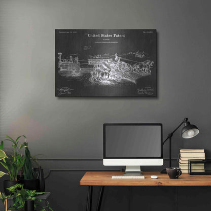 Luxe Metal Art 'Traveling Thrasher Vintage Patent Blueprint' by Epic Portfolio, Metal Wall Art,36x24