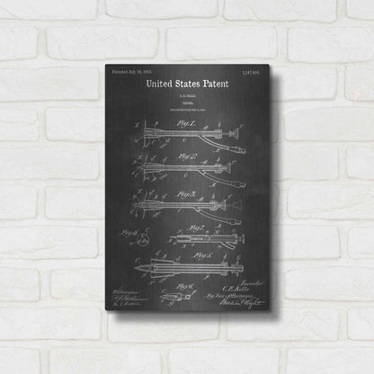 Luxe Metal Art 'Trocar Vintage Patent Blueprint' by Epic Portfolio, Metal Wall Art,12x16