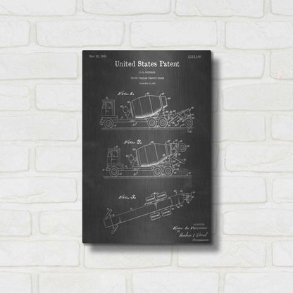 Luxe Metal Art 'Truck-trailer Transit Mixer Vintage Patent Blueprint' by Epic Portfolio, Metal Wall Art,12x16