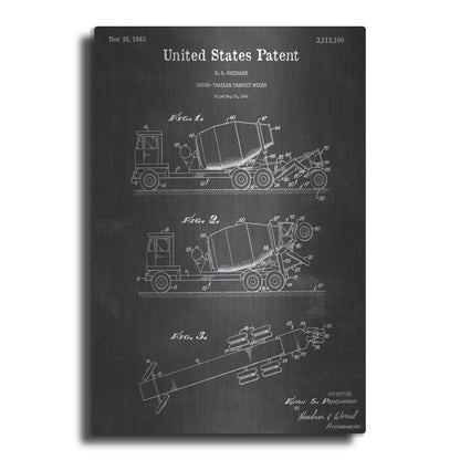 Luxe Metal Art 'Truck-trailer Transit Mixer Vintage Patent Blueprint' by Epic Portfolio, Metal Wall Art