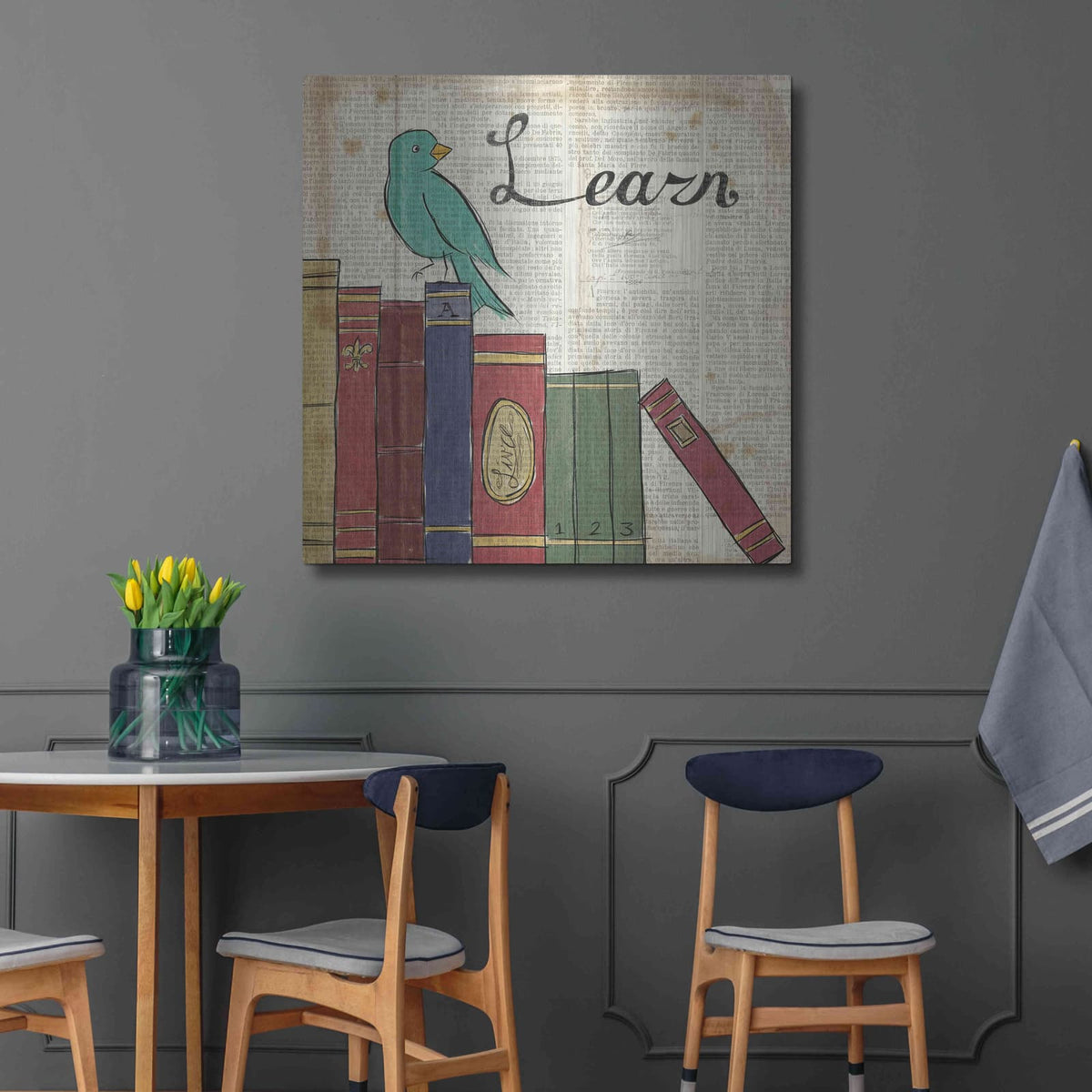 'Bird Inspiration Learn' by Elyse DeNeige – Metal Wall Art, 36x36 room view