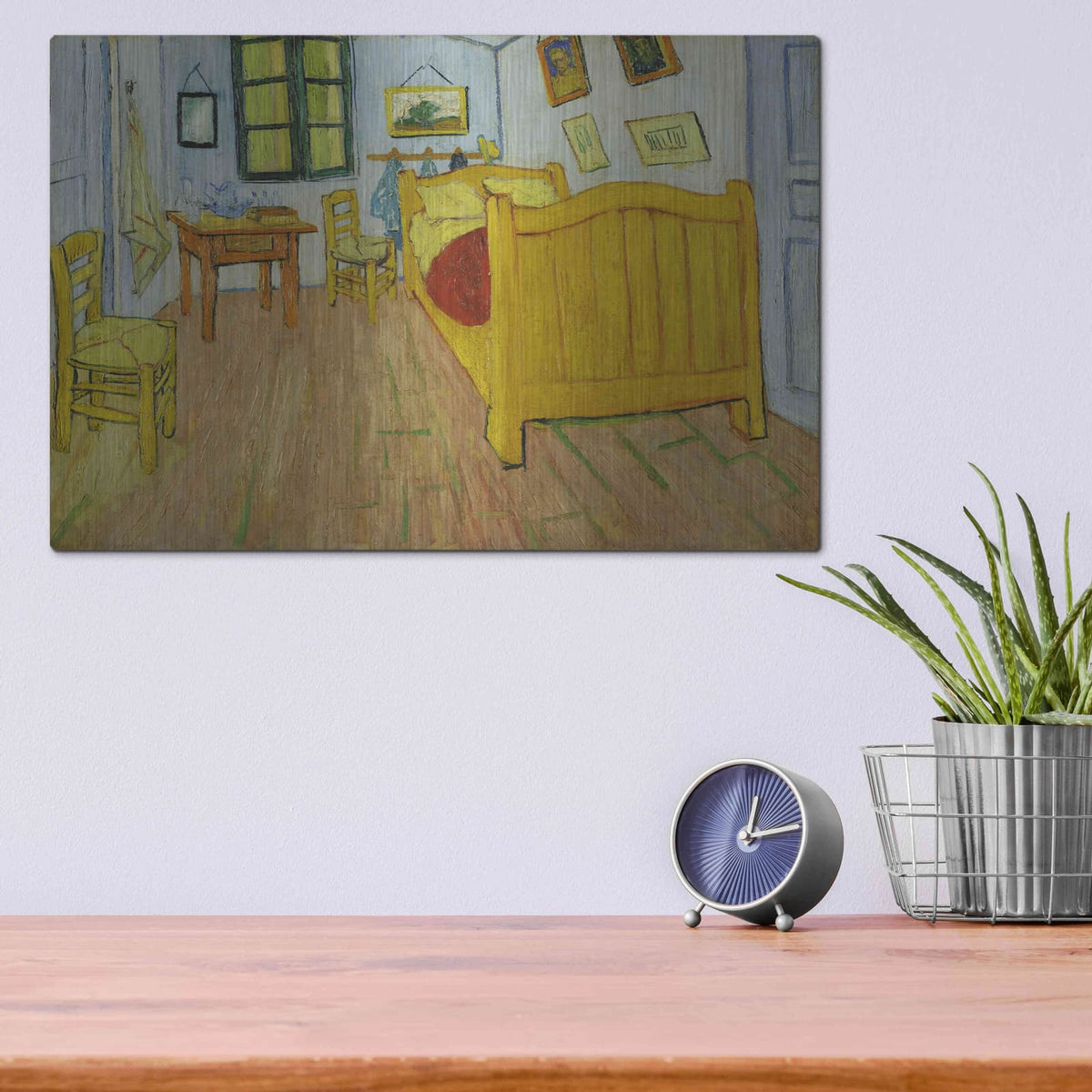 'De Slaapkamer' by Vincent Van Gogh – Metal Wall Art, 16x12 room view