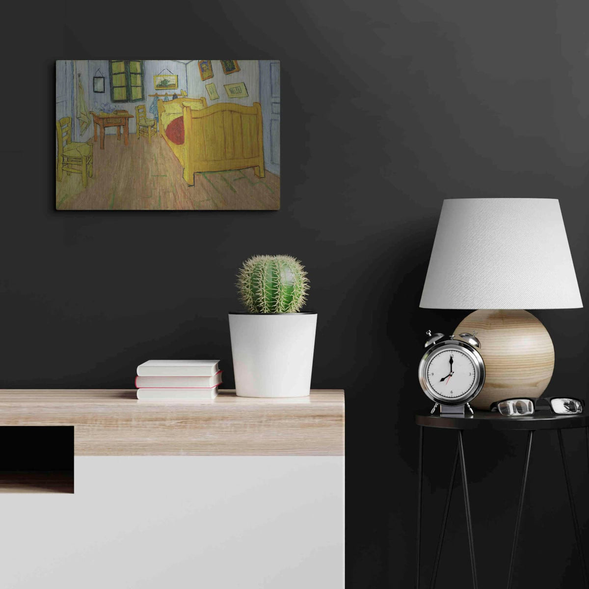 'De Slaapkamer' by Vincent Van Gogh – Metal Wall Art, 24x16 room view