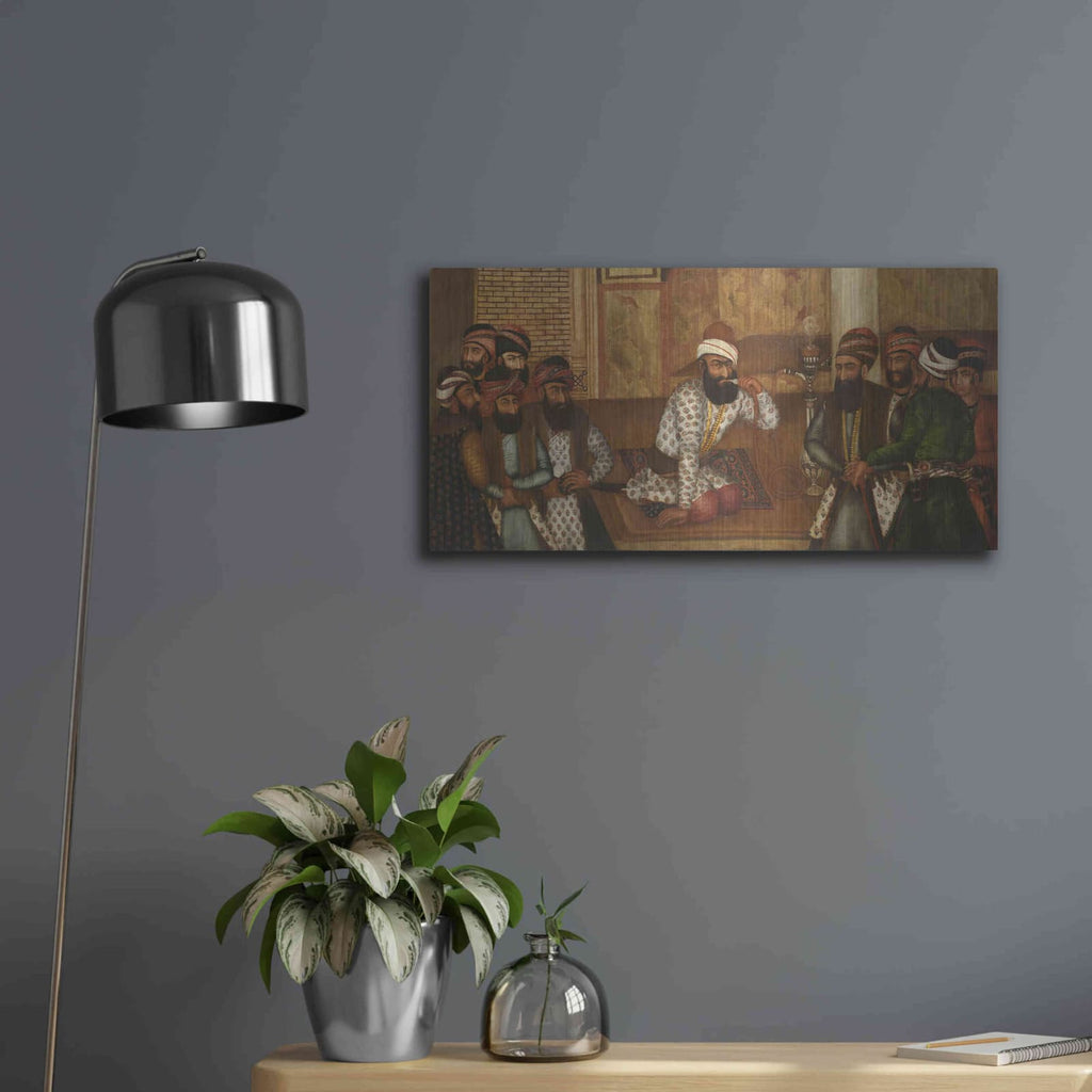 'The Royal Court of Karim Khan' by Mohammad Sadiq – Metal Wall Art, 24x12 room view