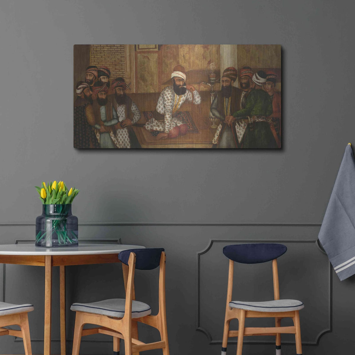 'The Royal Court of Karim Khan' by Mohammad Sadiq – Metal Wall Art, 48x24 room view