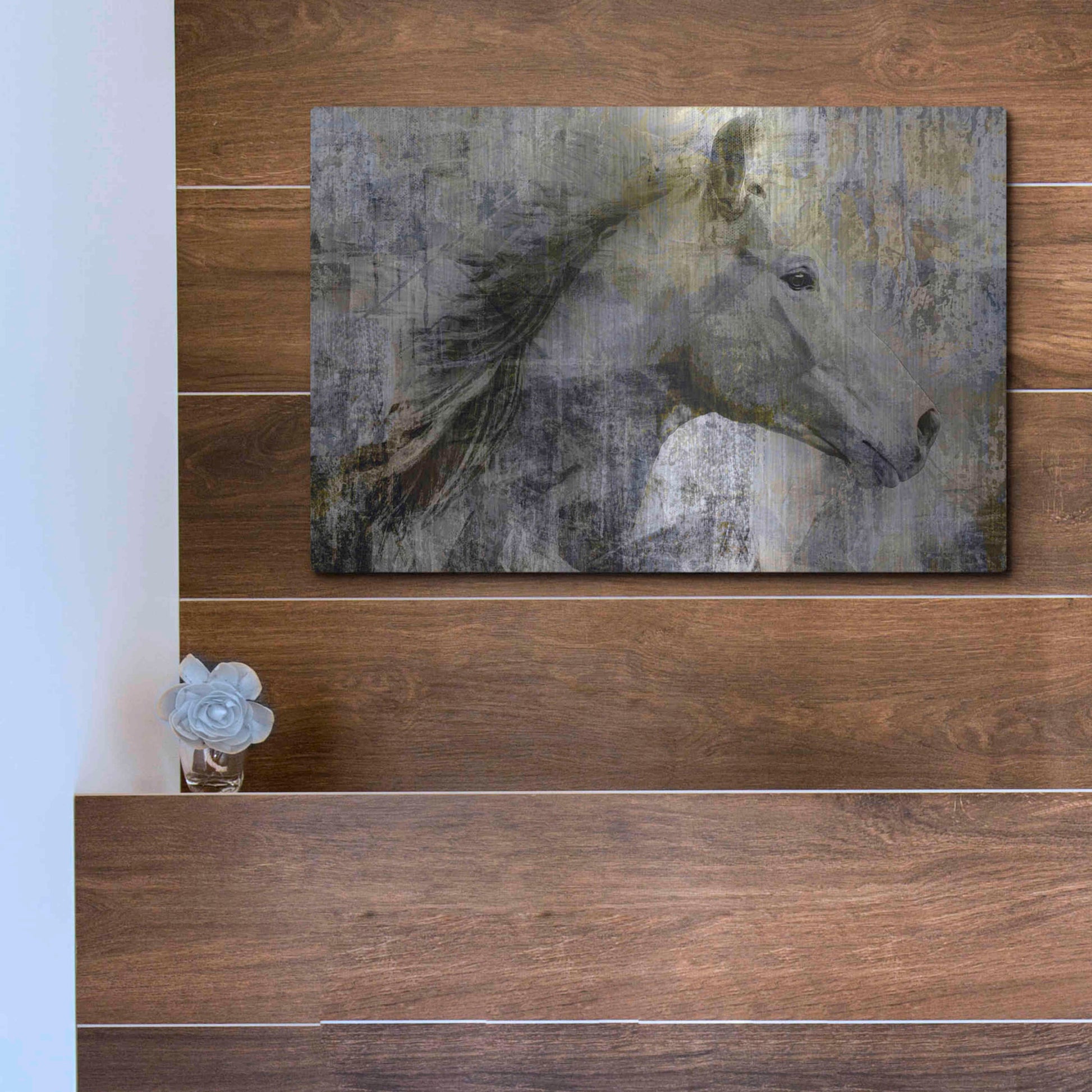 Luxe Metal Art 'Vintage Horse,' Metal Wall Art,16x12