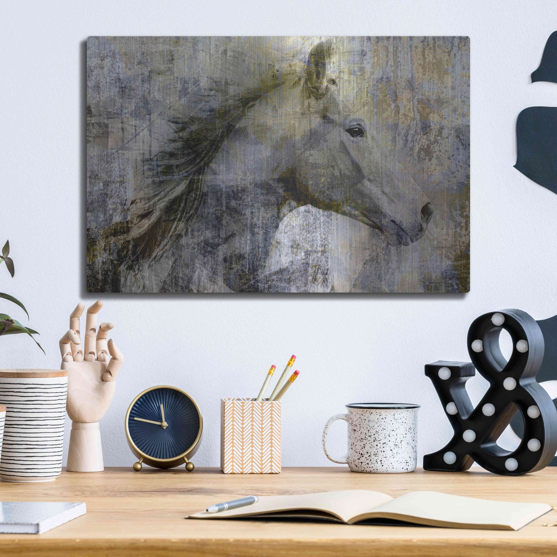 Luxe Metal Art 'Vintage Horse,' Metal Wall Art,16x12